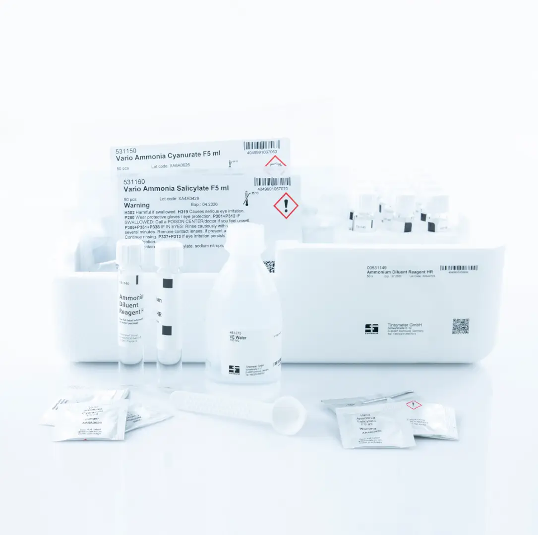 Juego de reactivo para análisis de amonio con vial campode medición alto F5 VARIO 535650
