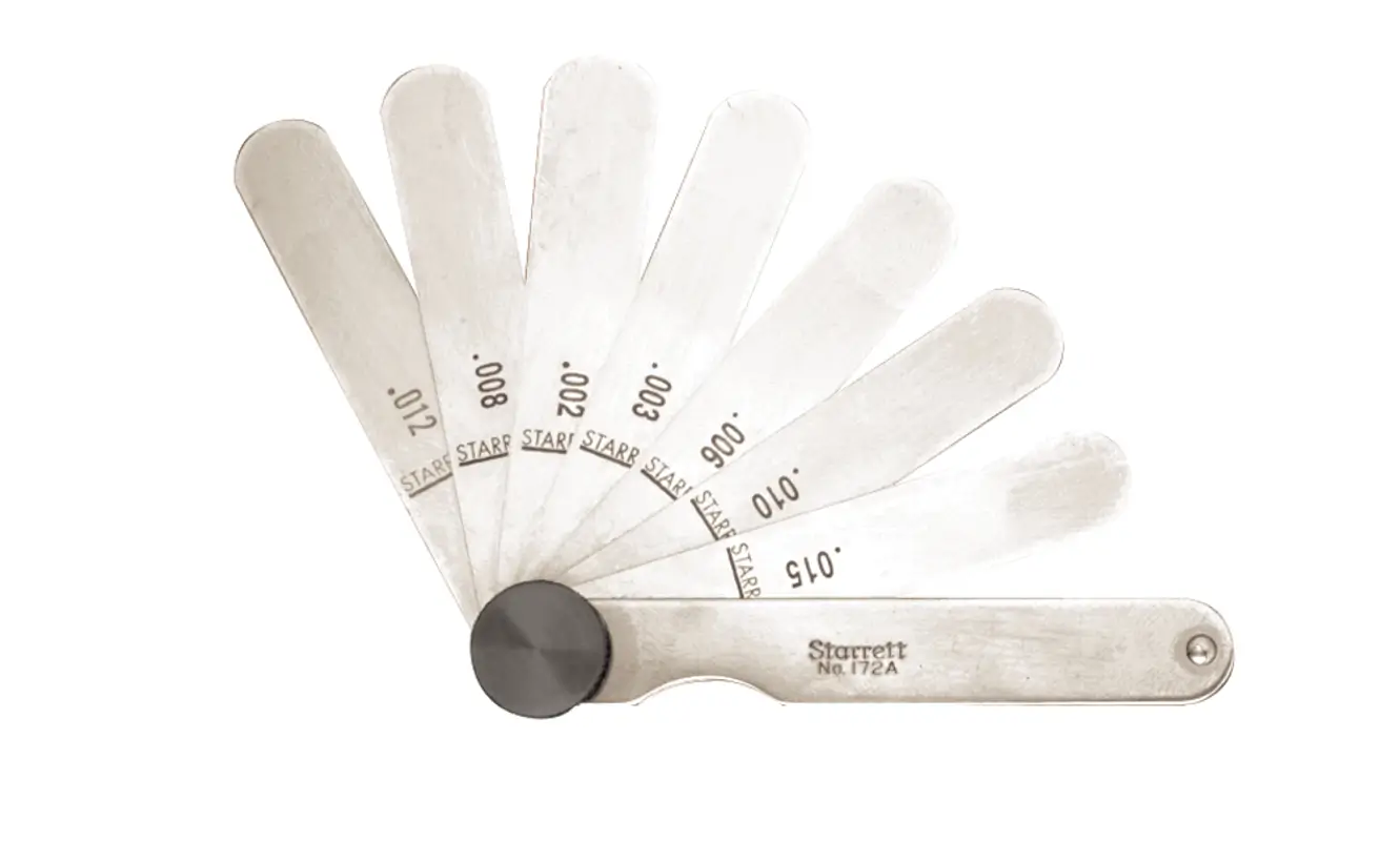 Galgas de espesor, 9 hojas, 0.015 a 0.015" 172A